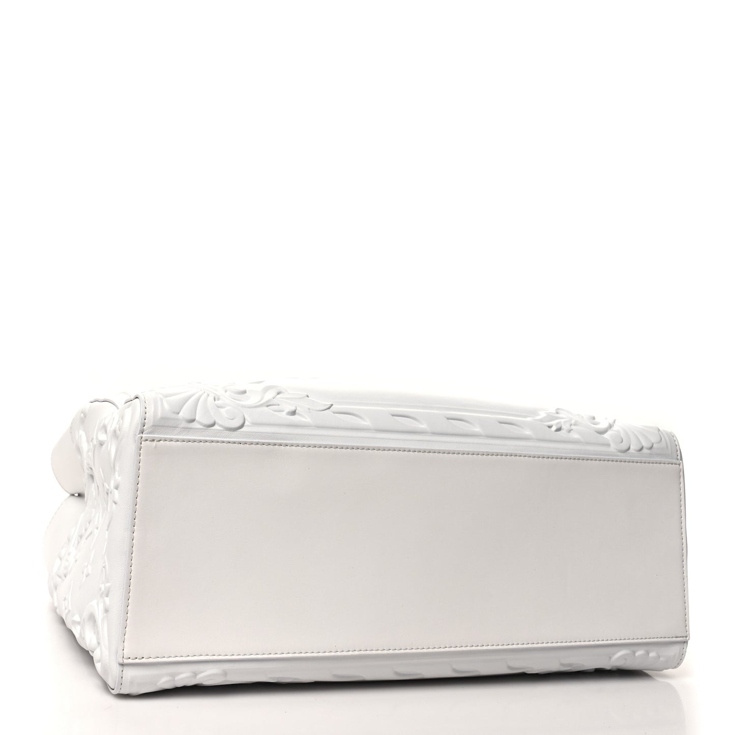 Calfskin LV Ornament Sac Plat 24H Optic White