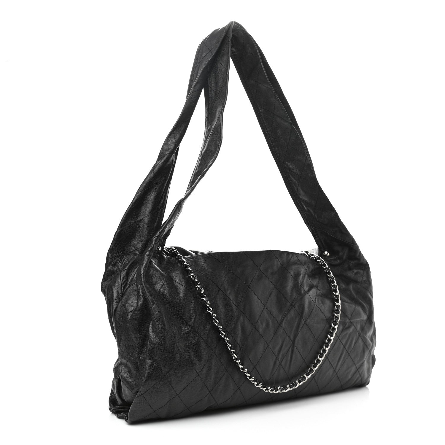 Chanel Vinyl Calfskin Quilted Flap Messenger Black 3 of 15