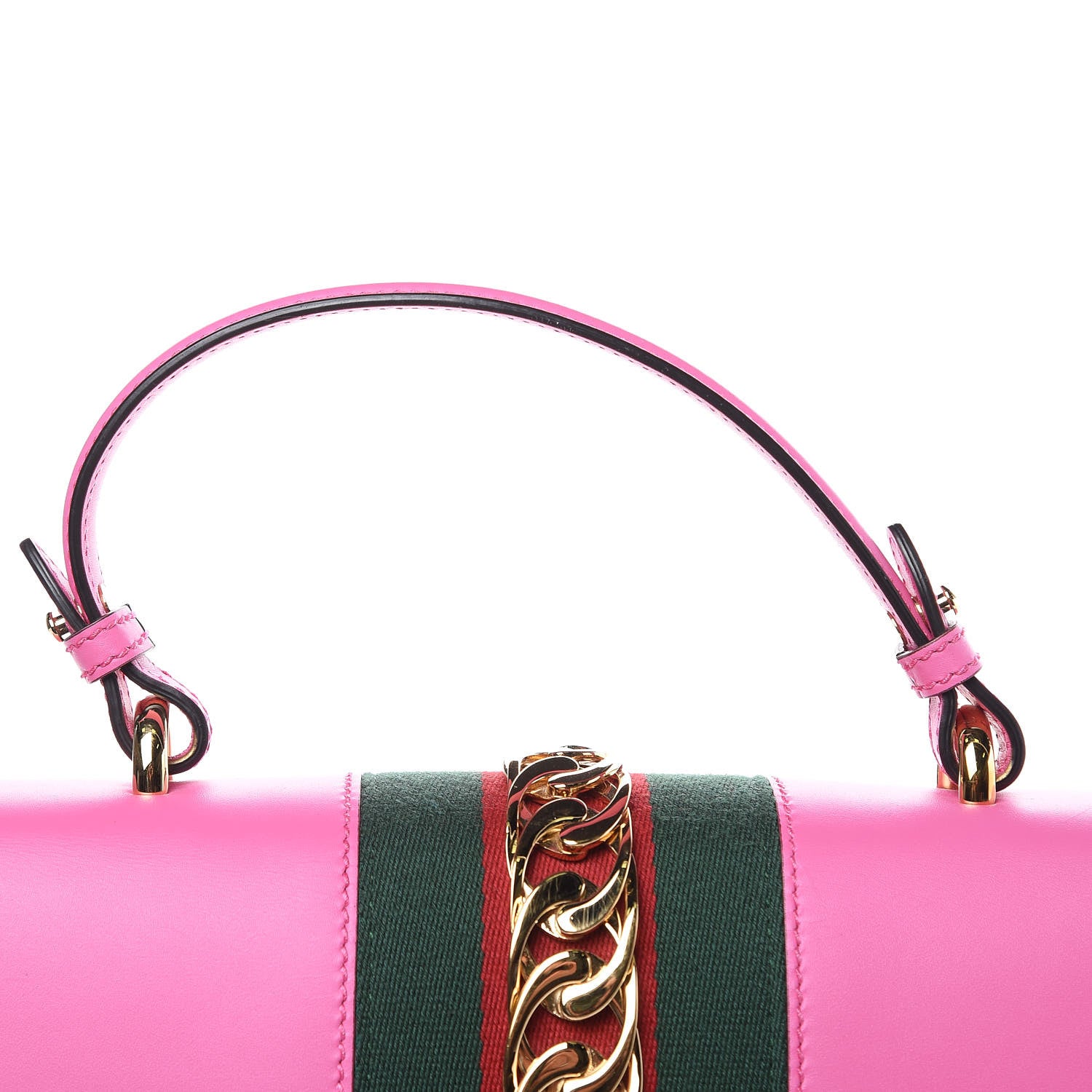 Gucci Vitello Fontanella Web Medium Sylvie Top Handle Bag Pink Tropical Flower 11 of 12