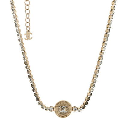 Chanel Crystal CC Chain Short Necklace Gold 1 of 6