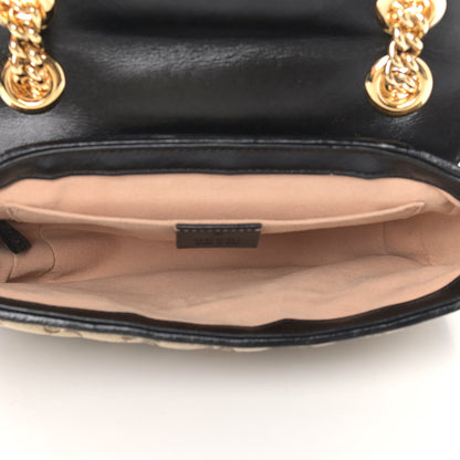 Gucci Monogram Matelasse Diagonal Mini GG Marmont Shoulder Bag Beige Black 5 of 9