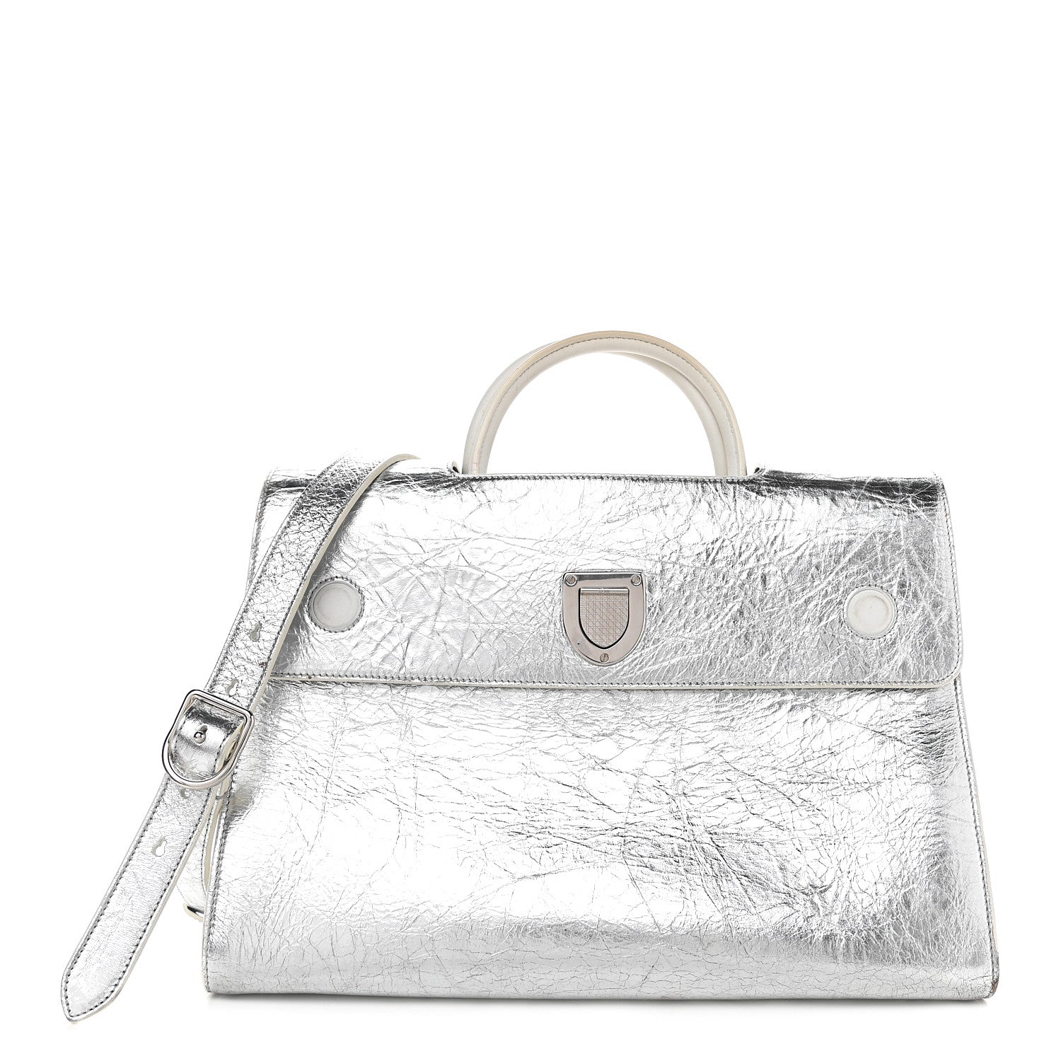 Christian Dior Metallic Calfskin Large Diorever Flap Silver 1 of 12