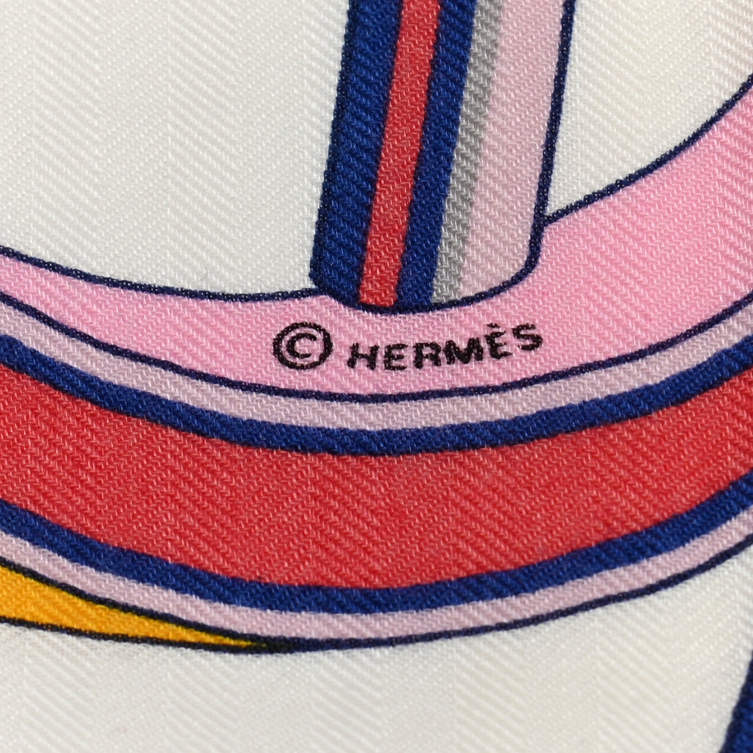 Hermes Cashmere Silk Les Roues De Phaeton Shawl 140 White Rose Jaune 4 of 5