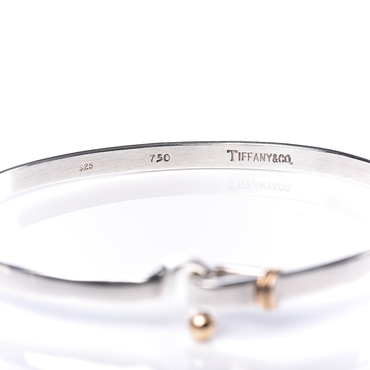 Tiffany Sterling Silver 18K Yellow Gold Hook Eye Bangle Bracelet 4 of 5