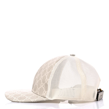 Gucci GG Supreme Monogram Mesh Baseball Hat M Beige Mystic White Ivory 5 of 11