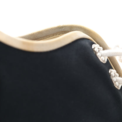 Chanel Silk Crepe Suede Calfskin Lace Up Wedge Espadrilles 35 Navy Grey 19 of 19
