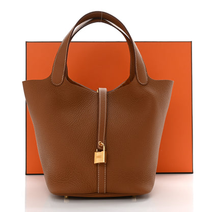 Hermes Taurillon Clemence Picotin Lock 22 MM Gold 11 of 11