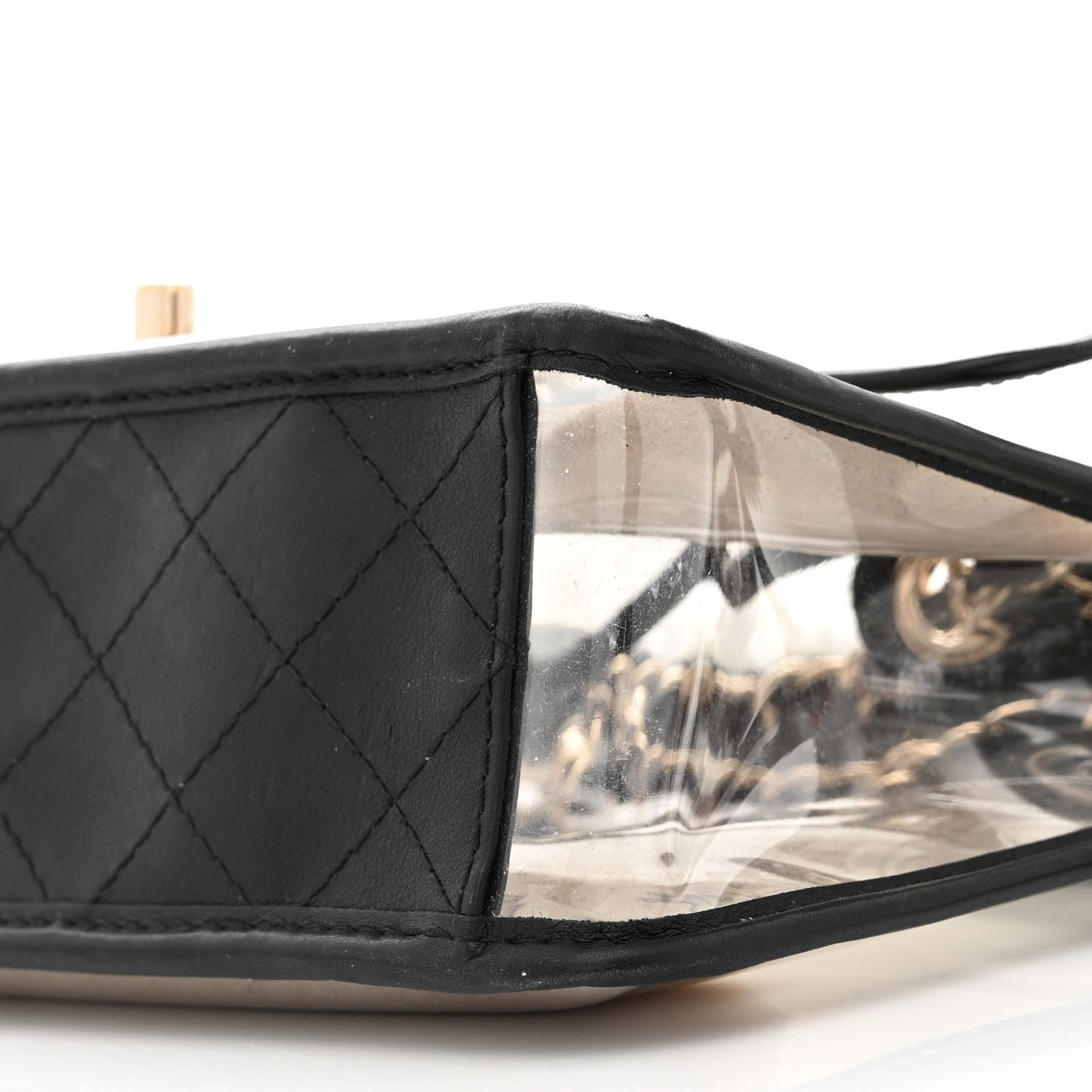 Lambskin PVC Sand By The Sea Flap With Pearl Strap Black
