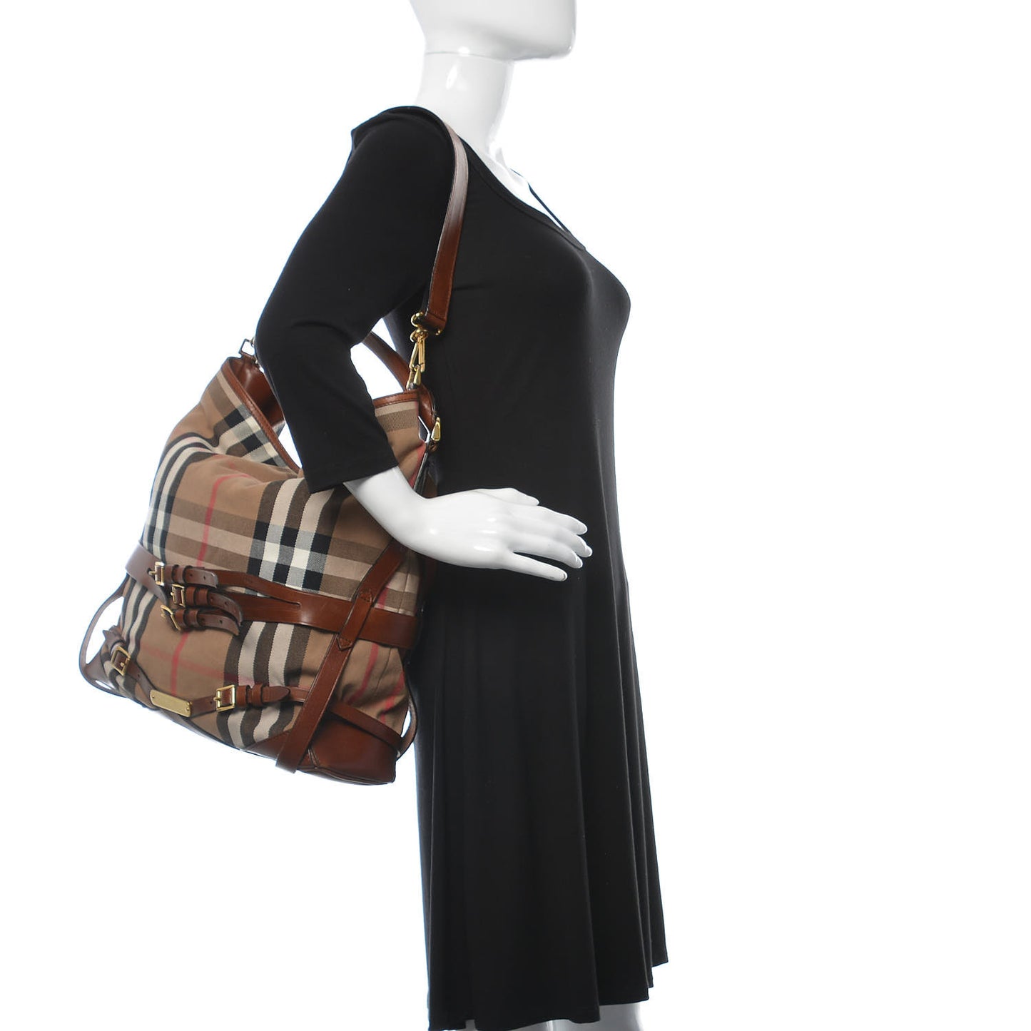 House Check Bridle Calfskin Medium Gosford Hobo Dark Tan