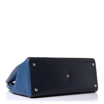 Fendi Vitello Elite Colorblock Regular 2Jours Tote Blackboard Cobalto White 5 of 13