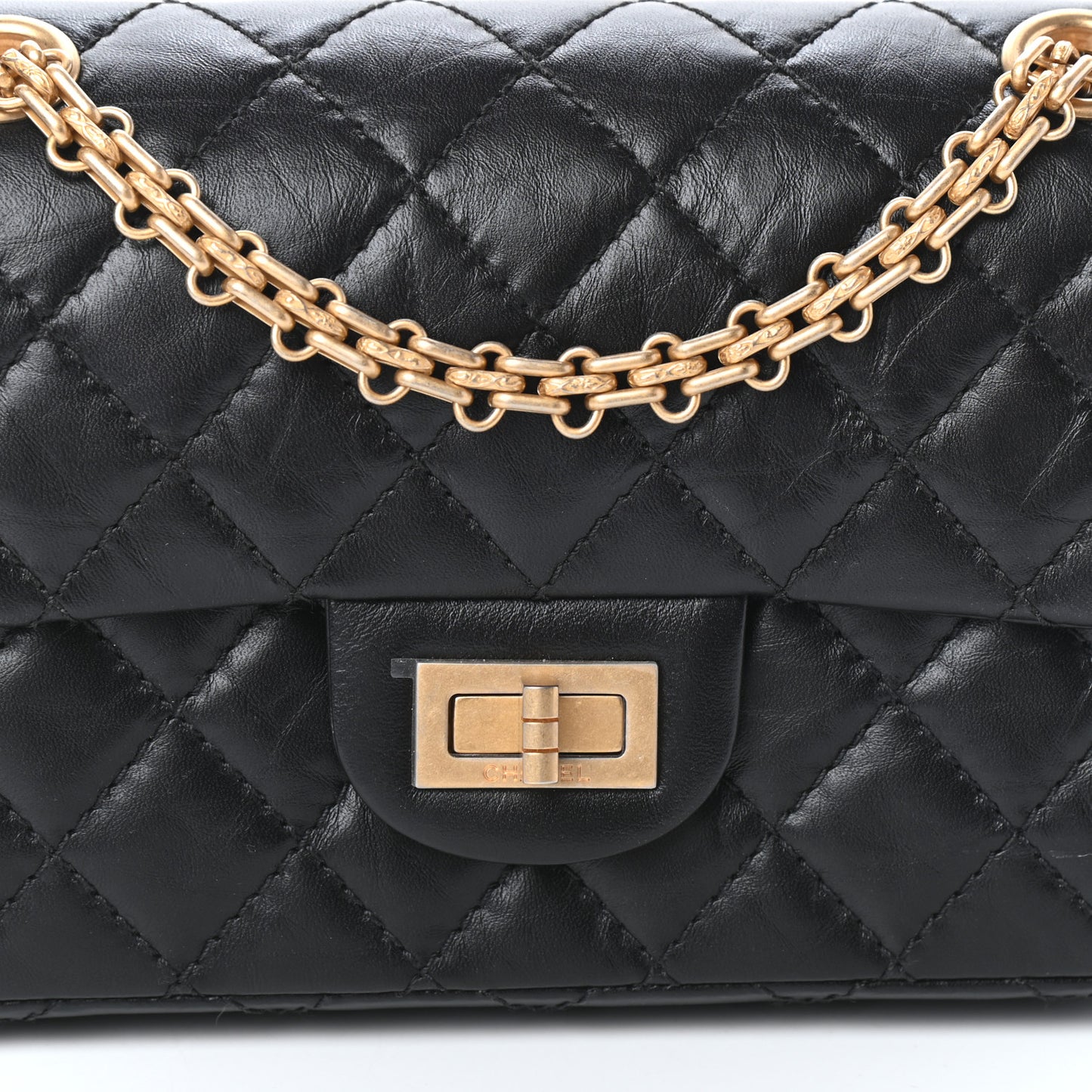 Aged Calfskin Quilted 2.55 Reissue Mini Flap Black