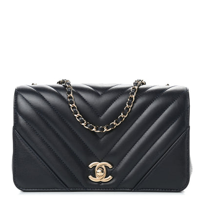 Chanel Calfskin Chevron Quilted Mini Statement Flap Navy Blue 1 of 9