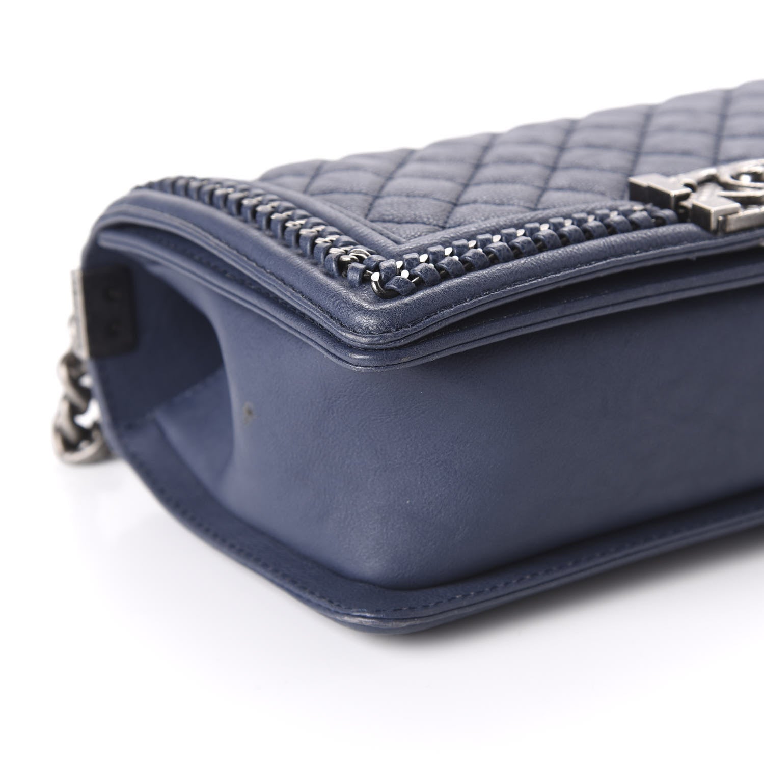 Chanel Calfskin Quilted Medium Top Handle Boy Flap Navy 6 of 10