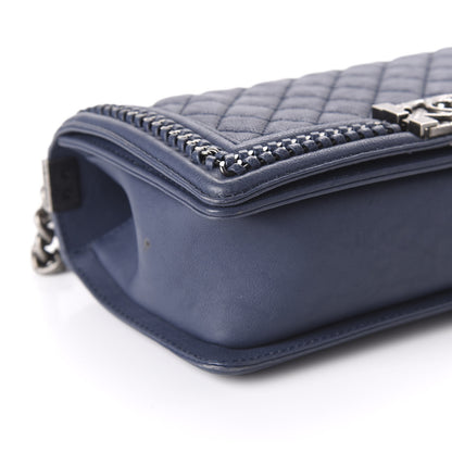 Chanel Calfskin Quilted Medium Top Handle Boy Flap Navy 6 of 10