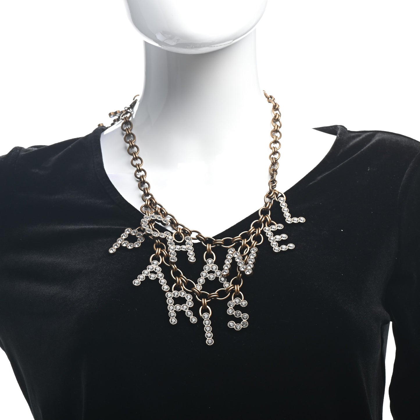 Crystal City of Lights Letter Chain Necklace Gold