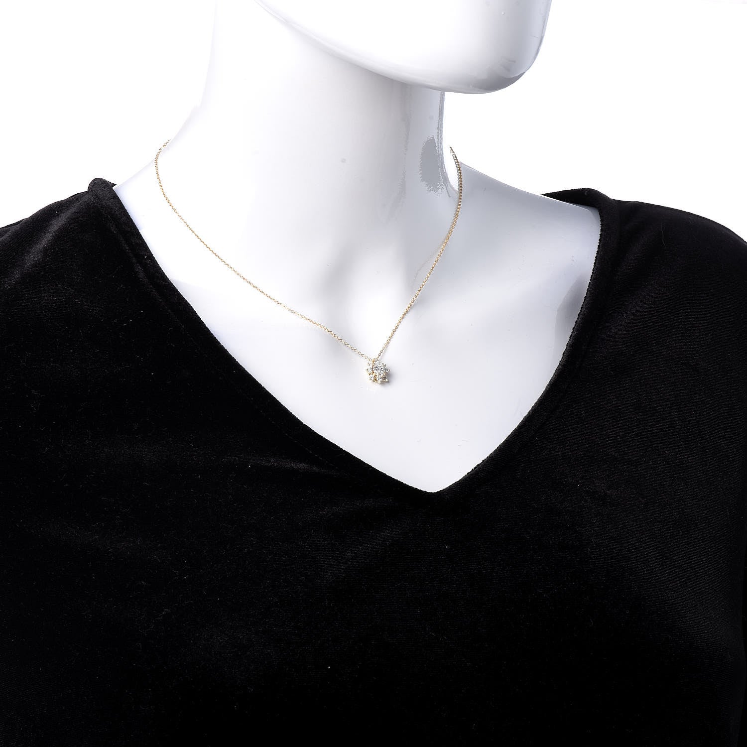 Tiffany 18K Yellow Gold Diamond Flower Cluster Pendant Necklace 2 of 6