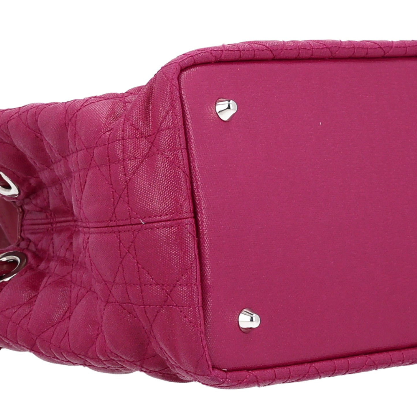 Coated Canvas Cannage Medium Panarea Tote Raspberry