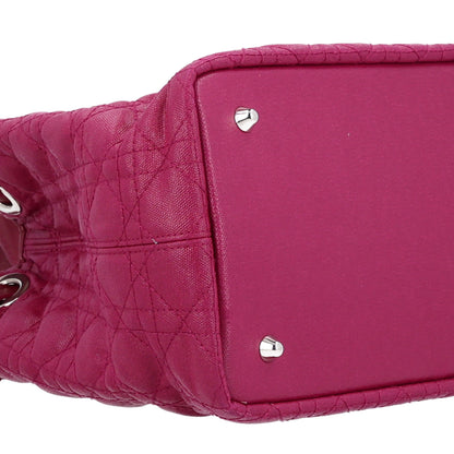 Christian Dior Coated Canvas Cannage Medium Panarea Tote Raspberry 9 of 10