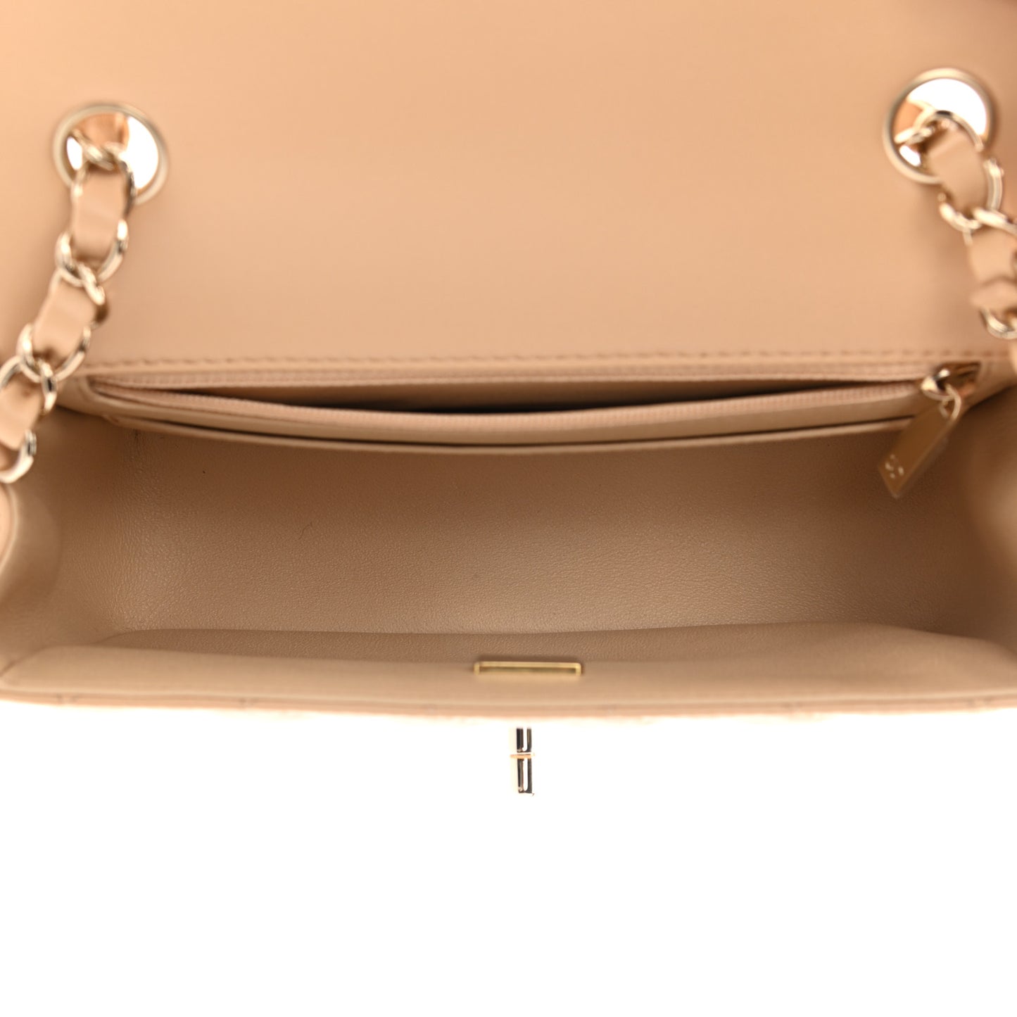 Lambskin Quilted Mini Rectangular Flap Beige