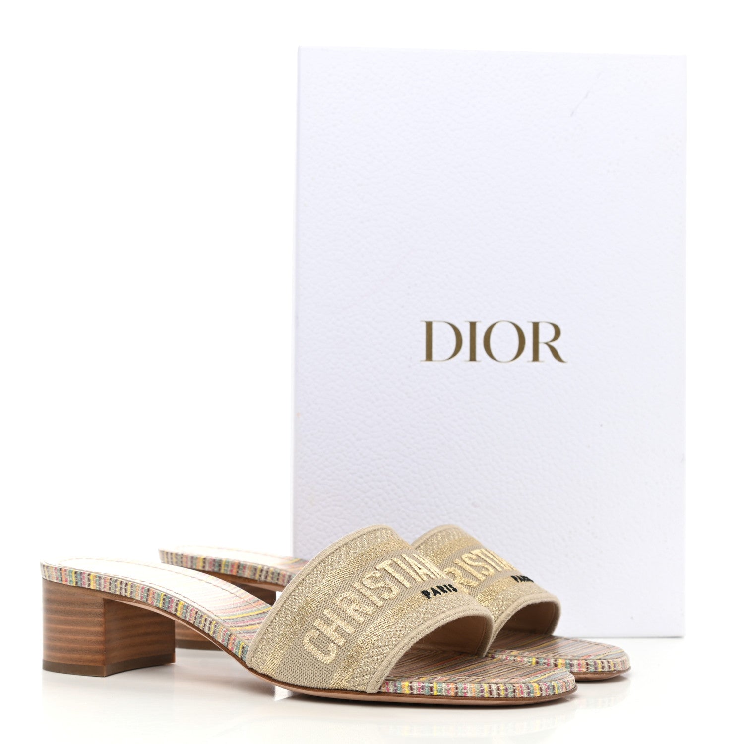 Christian Dior Lurex Romance Embroidered Dway 40mm Slide Sandals 39.5 Metal Multicolor 11 of 11