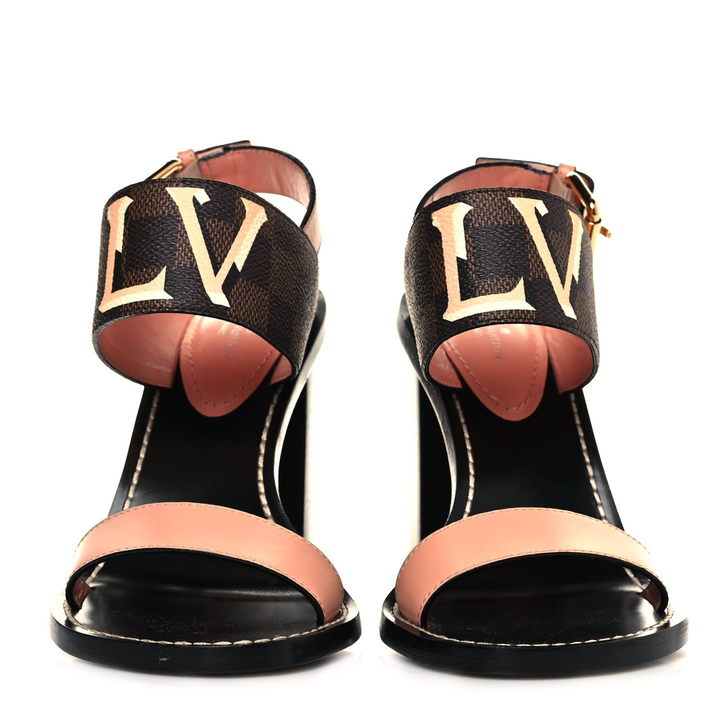 Calfskin Damier Ebene Passenger Heeled Sandals 36