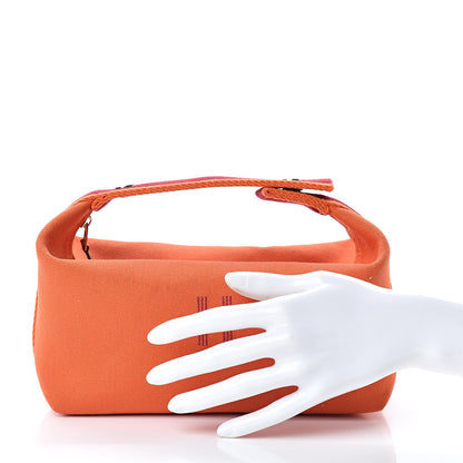 Hermes Canvas Small Bride-A-Brac Pouch Orange Burgundy 2 of 10