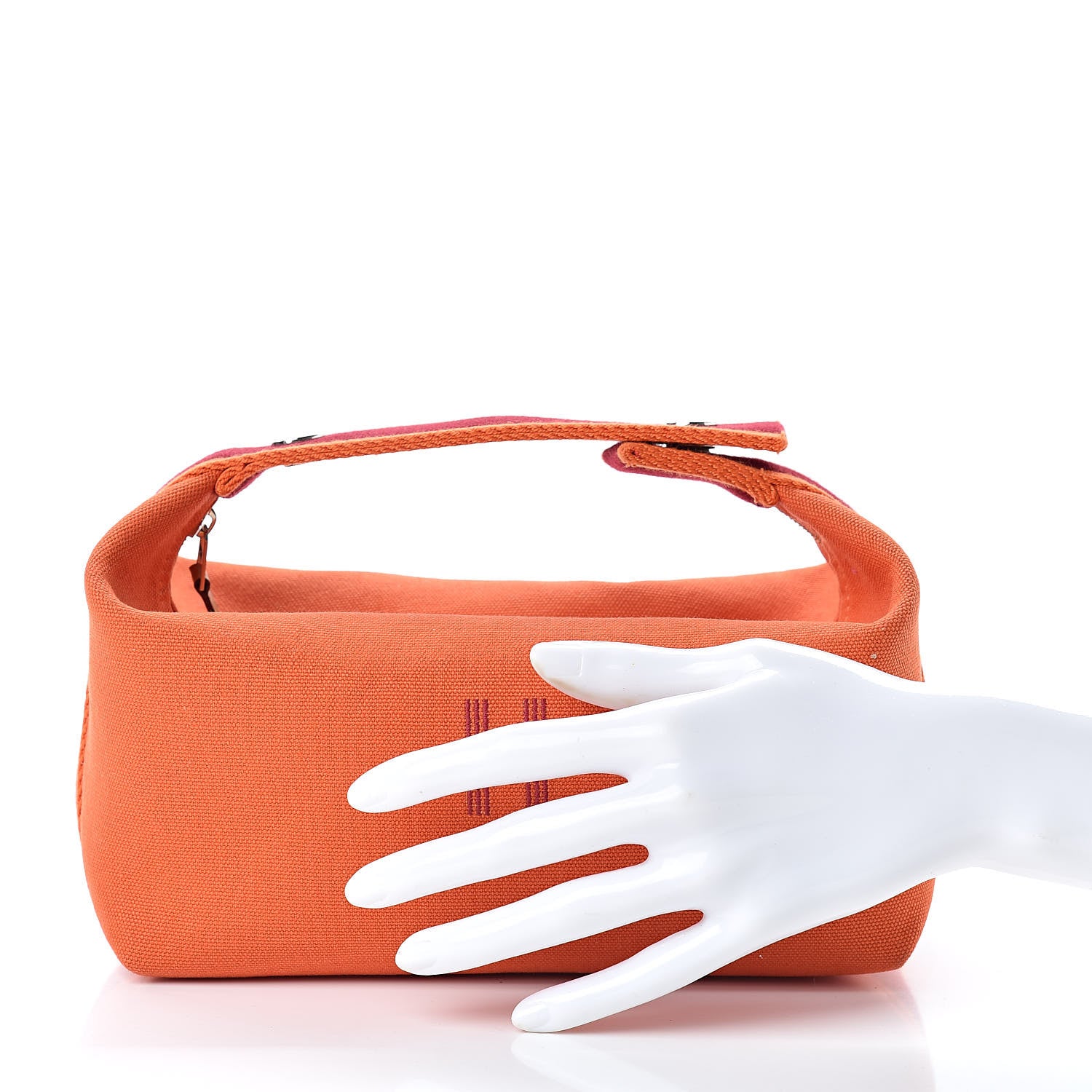 Hermes Canvas Small Bride-A-Brac Pouch Orange Burgundy 2 of 10
