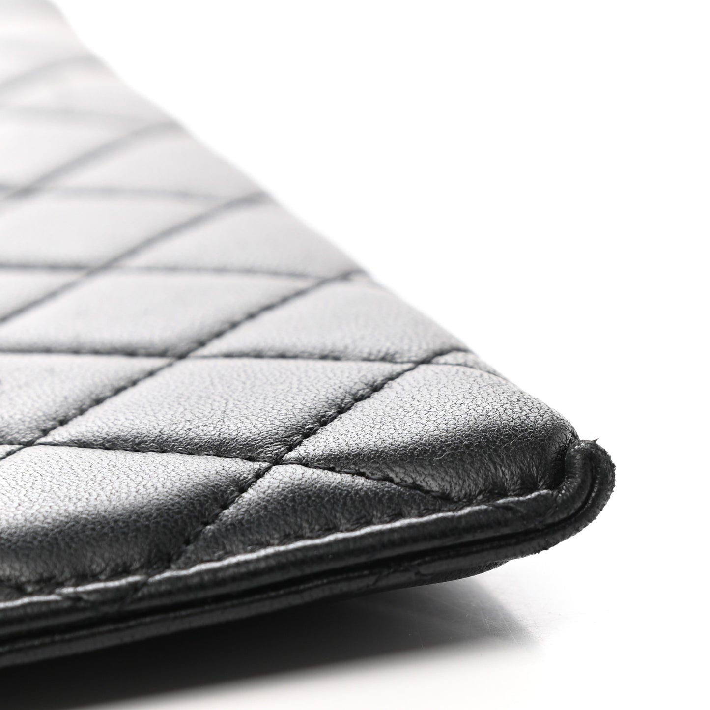 Lambskin Quilted Zip Pouch Black