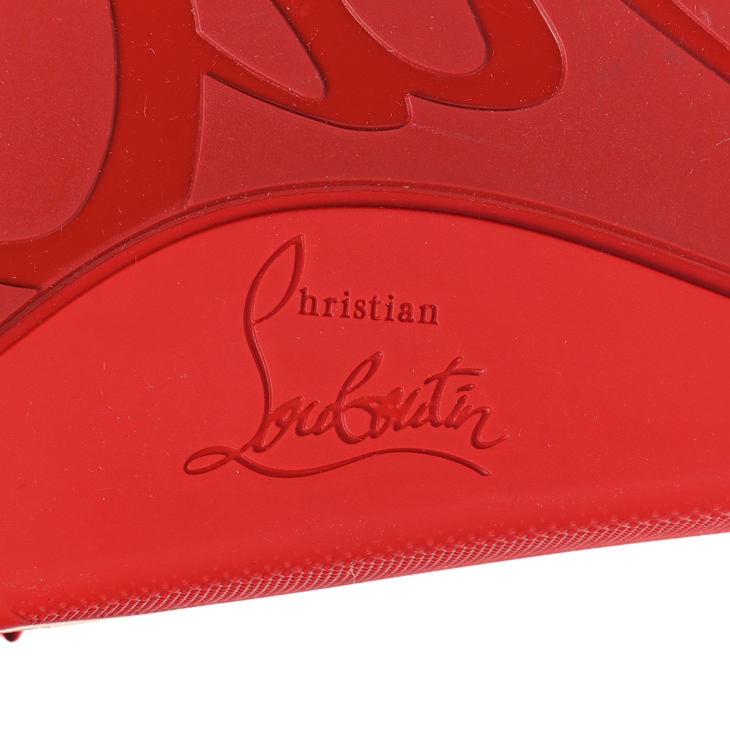 Christian Louboutin LOUBOUTIN Calfskin Spiked Crocodile Embossed Rubber Pool Fun Platform Flat Slide Sandals 44 Red 9 of 10