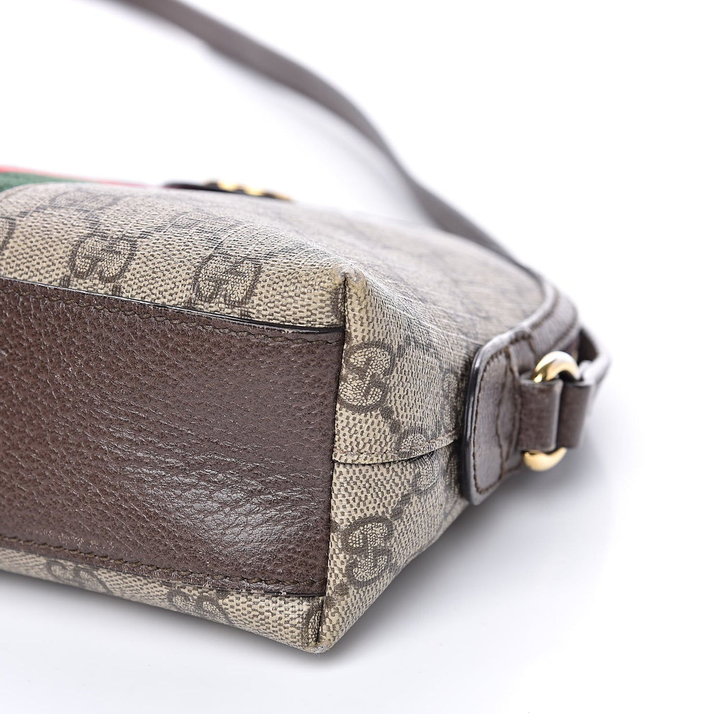 GG Supreme Monogram Textured Dollar Calfskin Web Small Ophidia Dome Shoulder Bag Beige Ebony New Acero