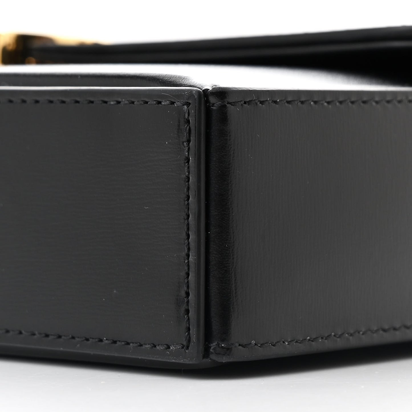 Shiny Calfskin Triomphe Chain Box Bag Black