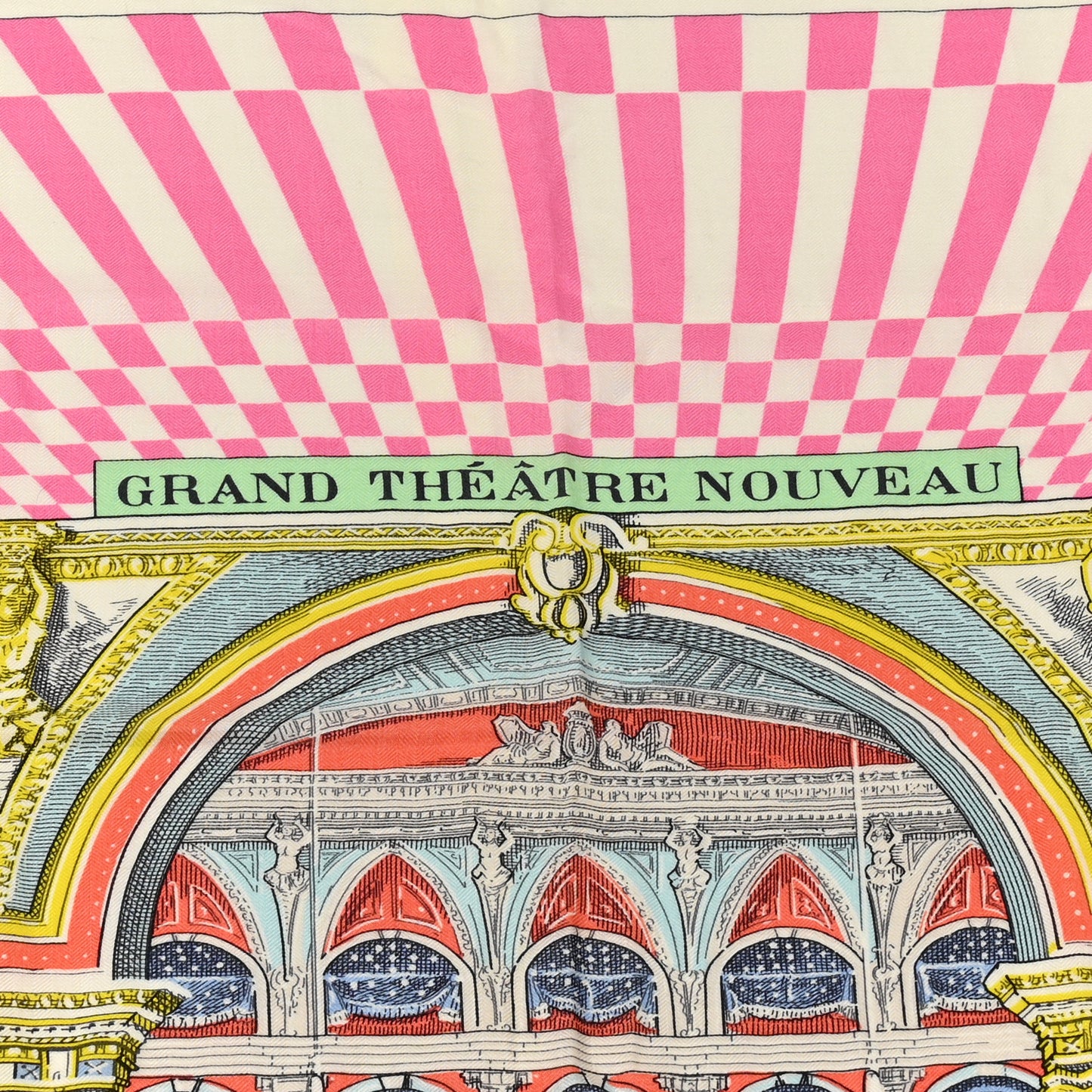 Silk Grand Theatre Nouveau Scarf 90 White Rose Jaune Pale
