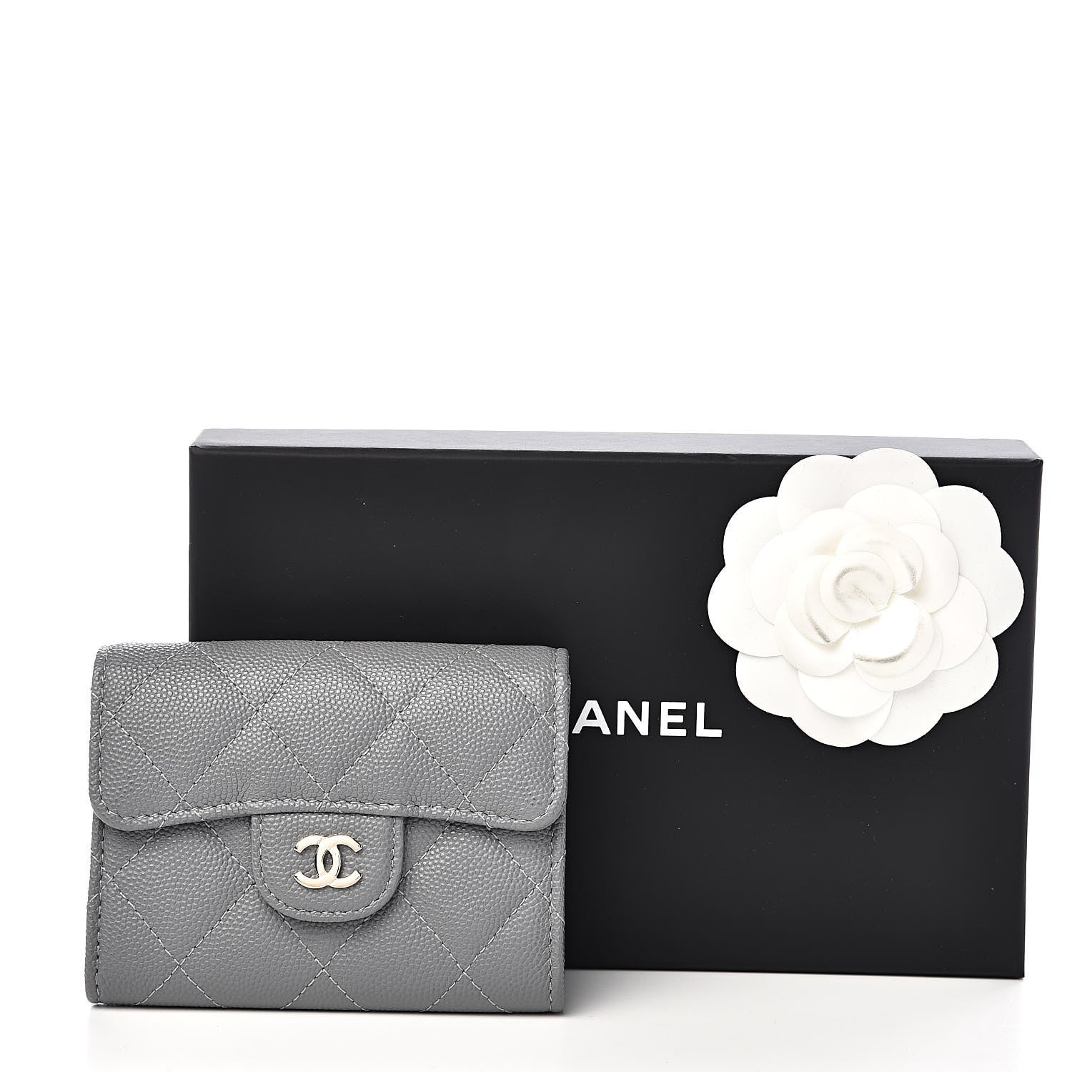Chanel Caviar Quilted Flap Card Holder Wallet Dark Grey 8 of 8