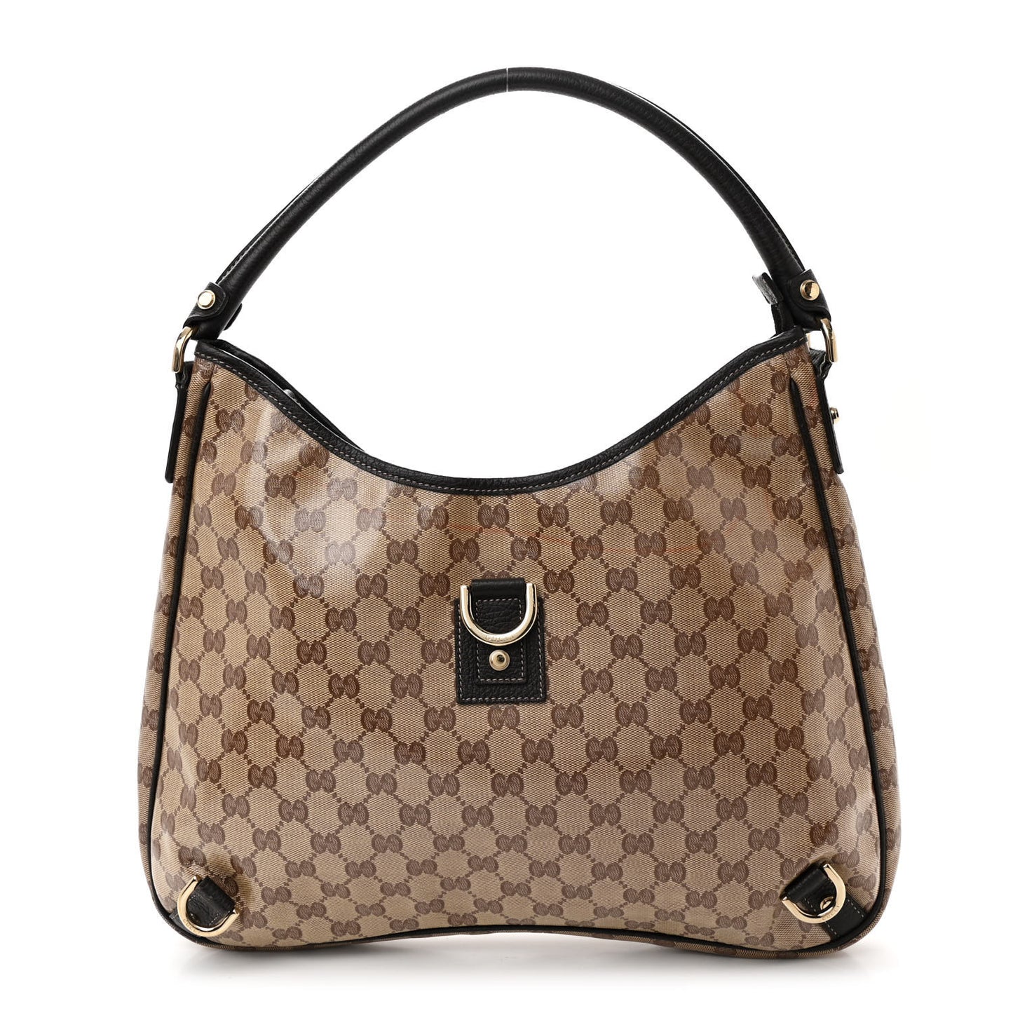 Crystal Monogram Large Abbey D Ring Hobo Dark Brown
