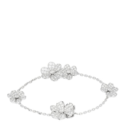 Van Cleef & Arpels 18K White Gold Diamond Frivole 5 Flowers Pave Bracelet 3 of 5