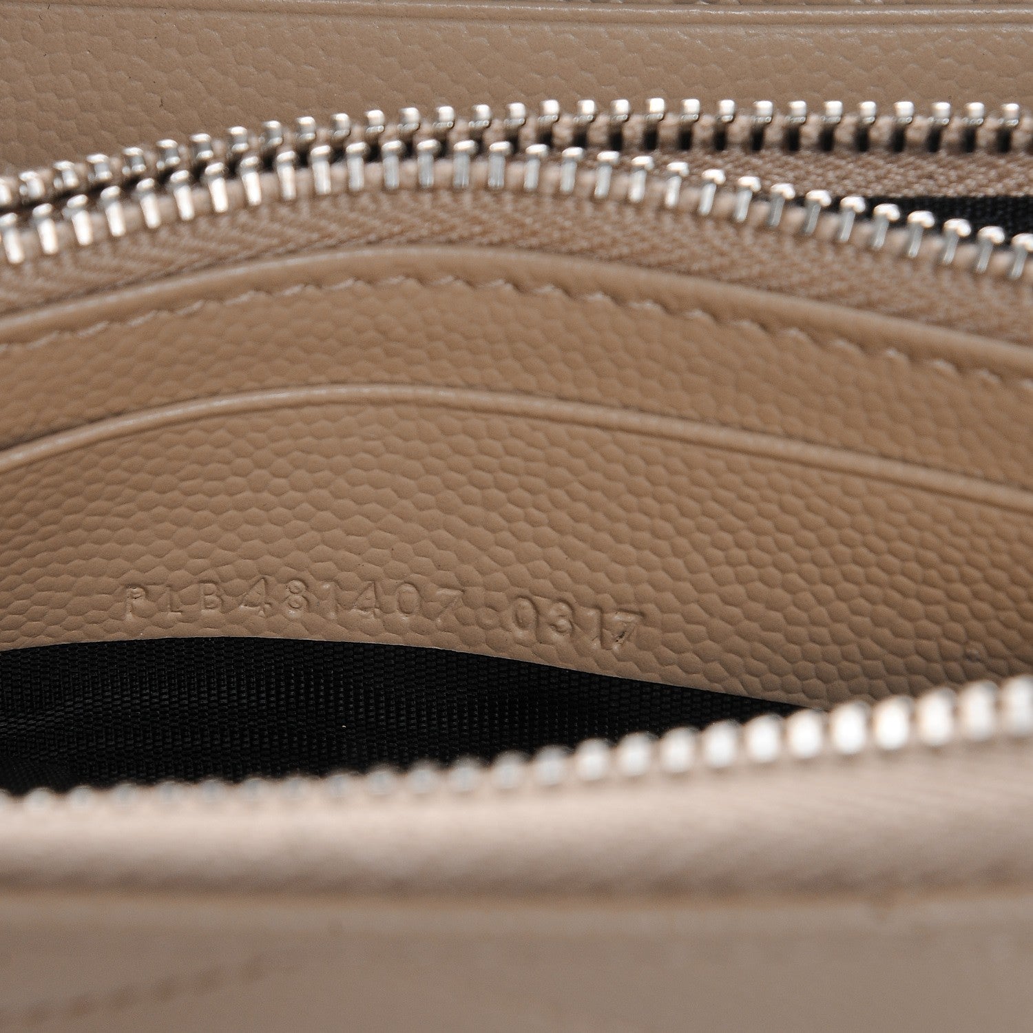 Saint Laurent Grain De Poudre Matelasse Chevron Monogram Zip Around Wallet Dark Beige 7 of 7