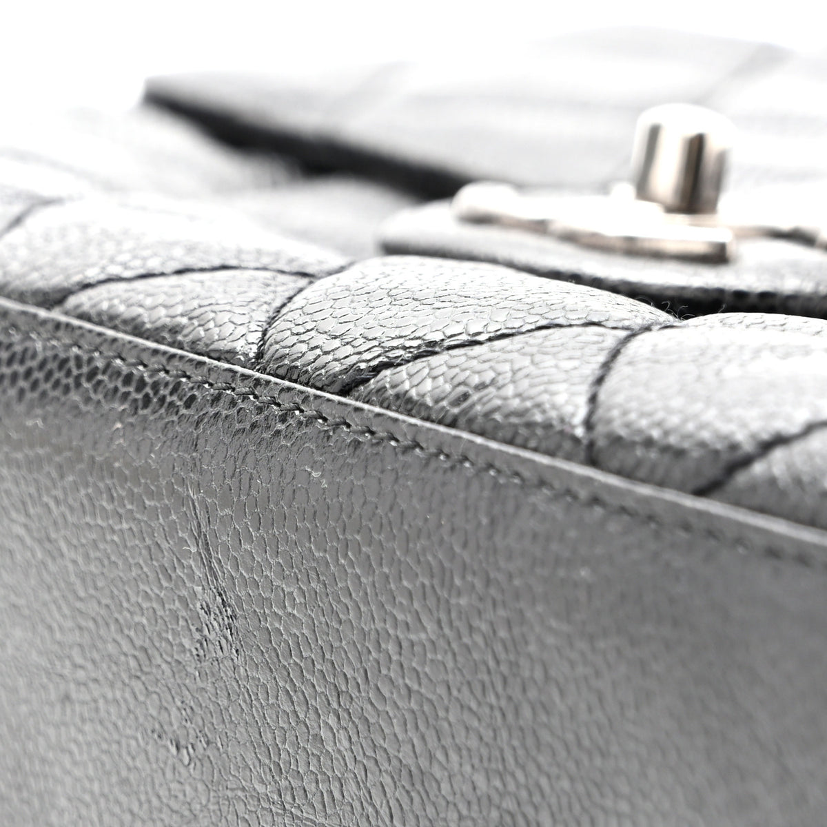 Crumpled Grained Calfskin Medium CC Crave Flap Black