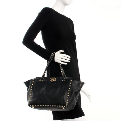 Valentino Garavani Vitello Medium Rockstud Tote Black 3 of 11