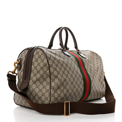 Gucci GG Supreme Monogram Textured Dollar Calfskin Web Medium Ophidia Carry-On Duffle Bag Beige Ebony New Acero 2 of 13