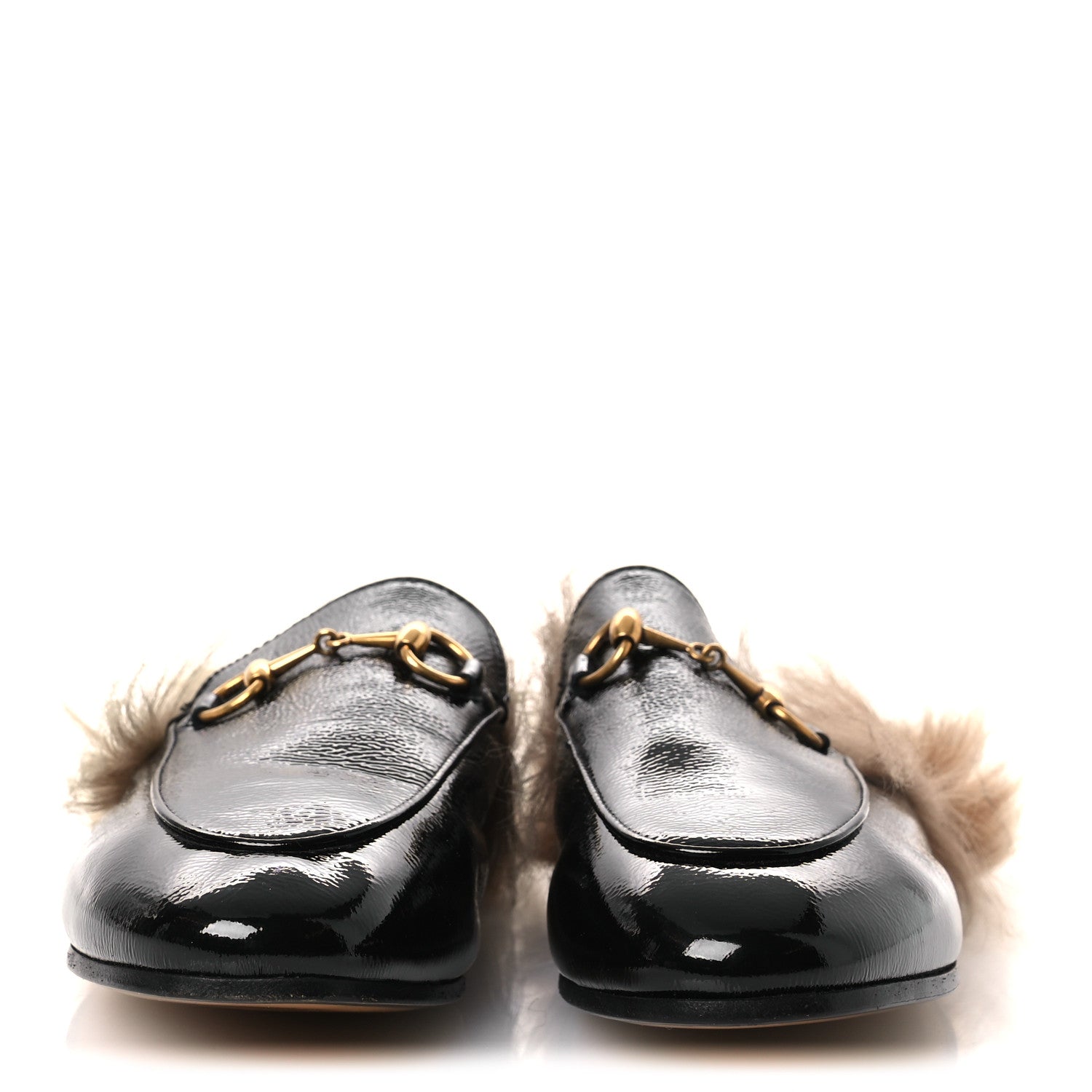 Gucci Patent Fur Womens Princetown Slippers 36 Black Natural 3 of 10