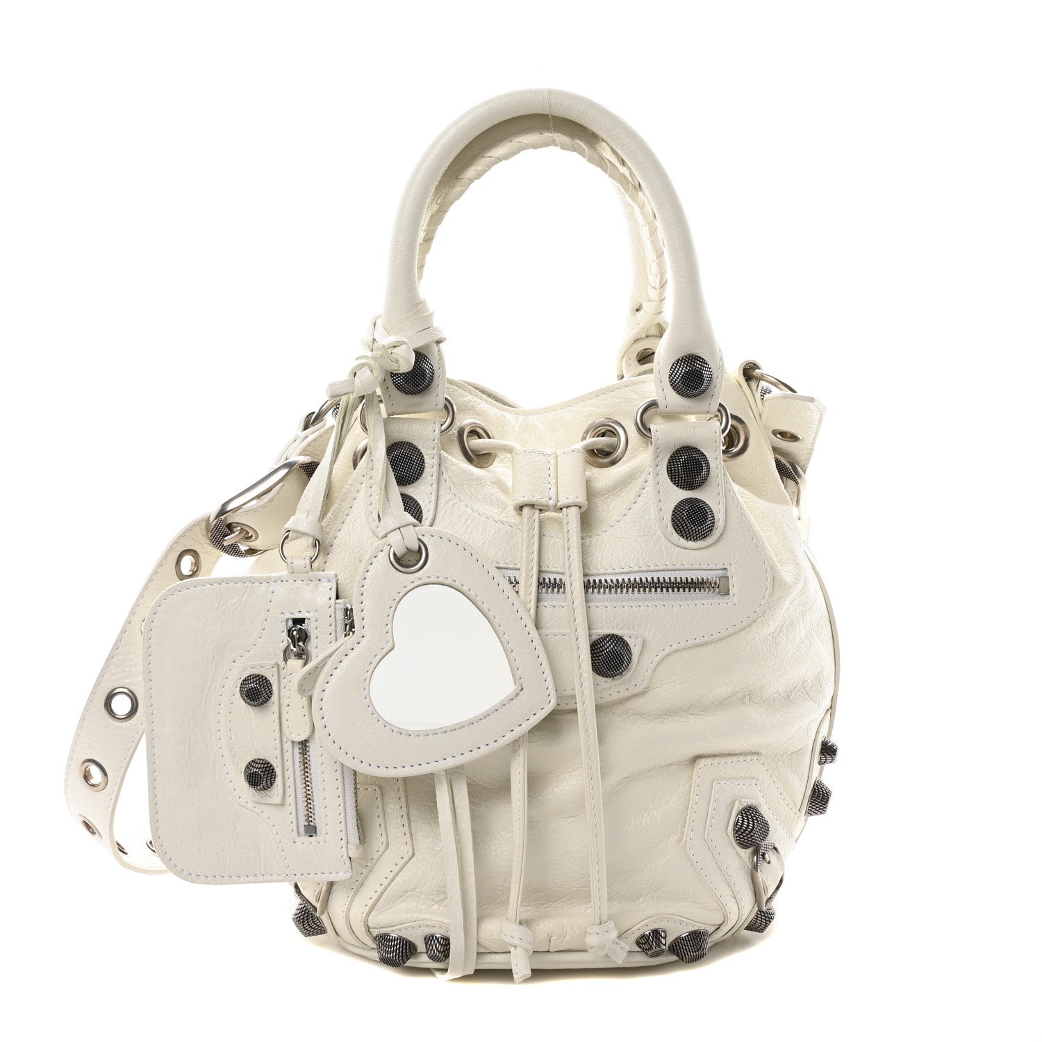 Balenciaga Agneau Arena Small Le Cagole Bucket Bag Optic White 1 of 11