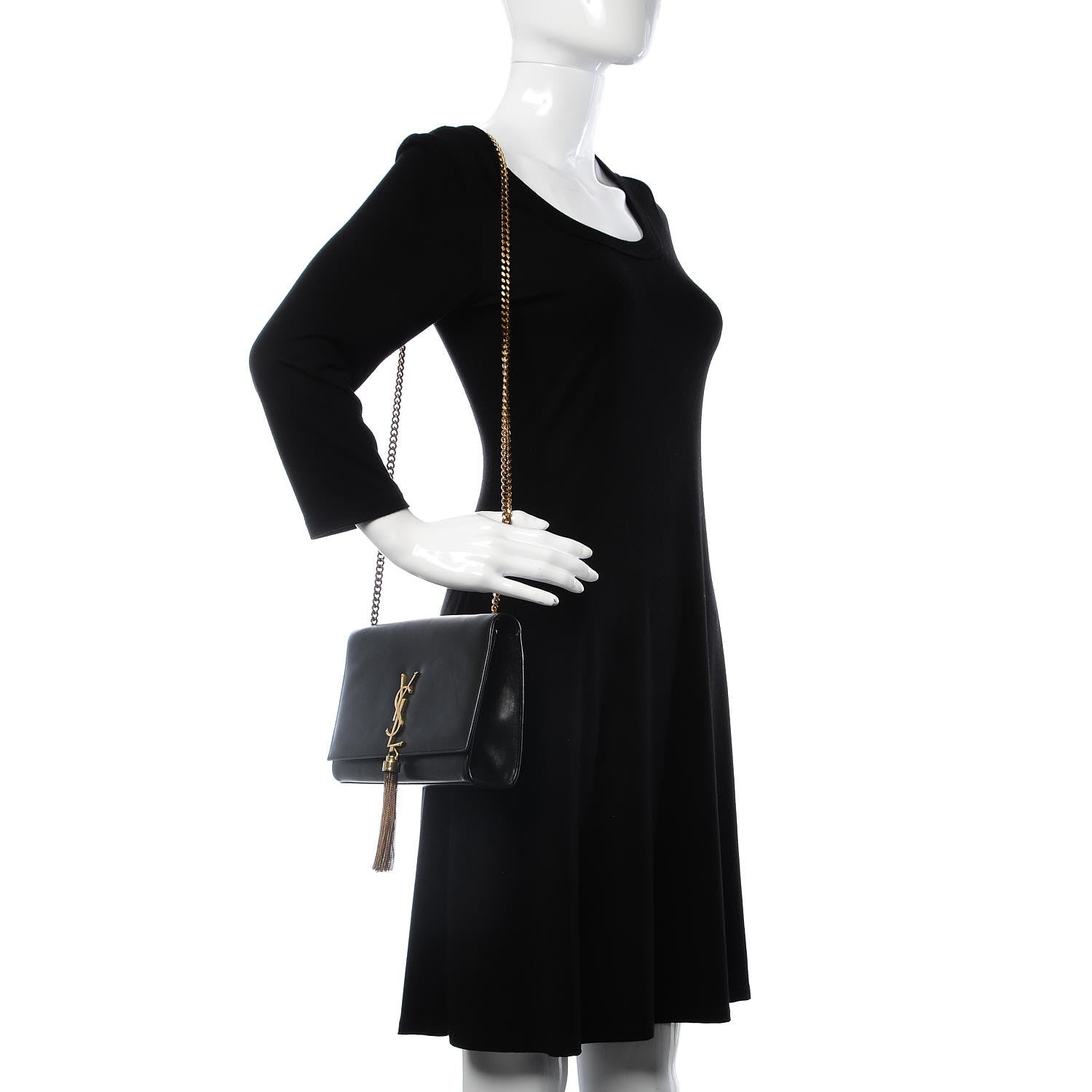 Saint Laurent Smooth Calfskin Medium Classic Monogram Kate Tassel Satchel Black 2 of 10