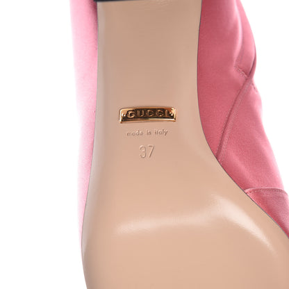 Gucci Silk Satin Malaga Kid Embroidered Candy Dragon Block-Heel Knee Boot 37 Glossy Pink 7 of 13