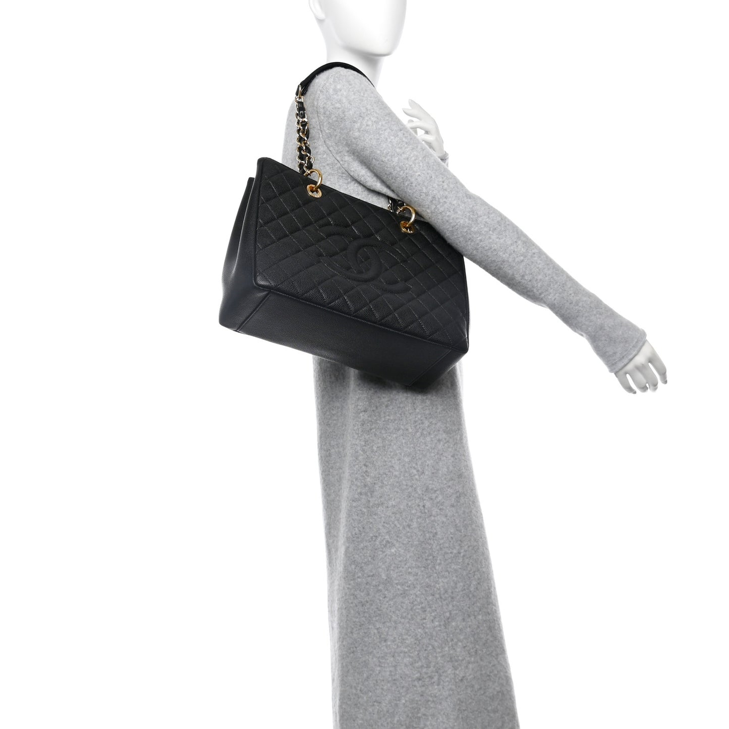 Caviar Quilted Grand Shopping Tote GST Black