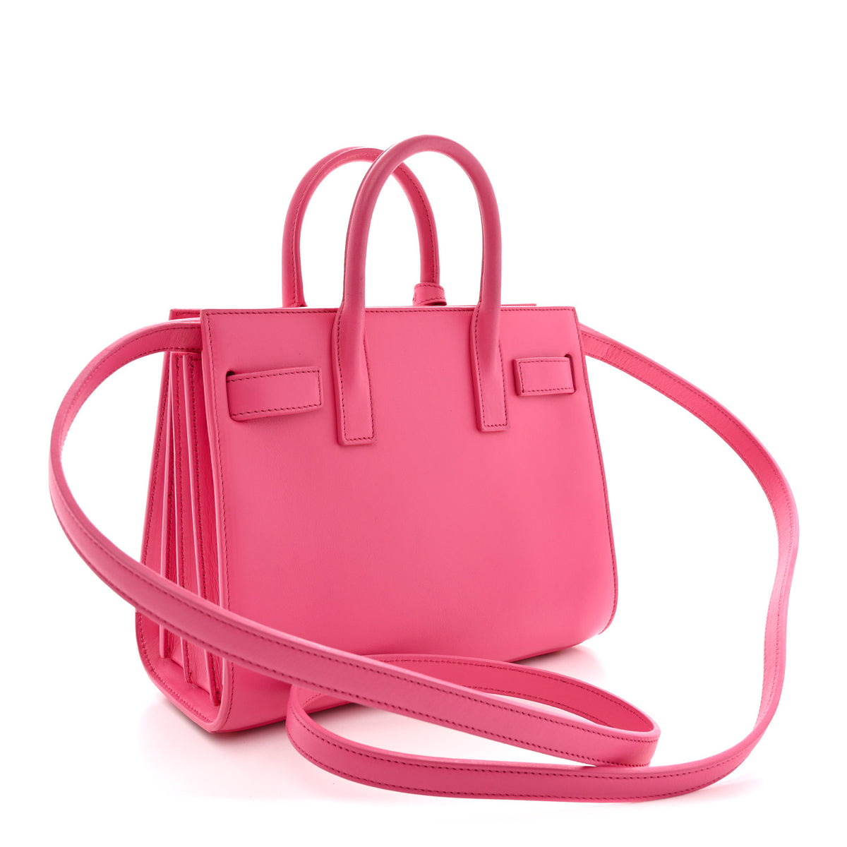 Saint Laurent Grained Calfskin Nano Sac De Jour Lipstick Fuchsia 3 of 12