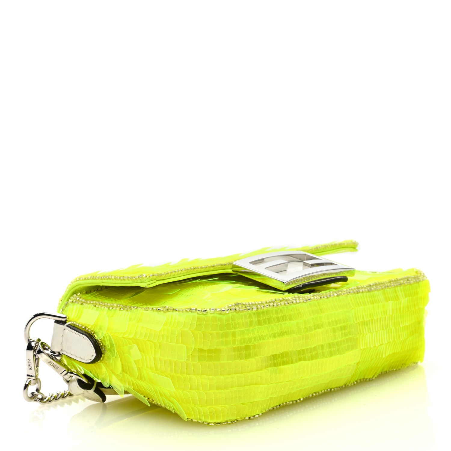 Fendi Transparent Paillettes Elaphe Mini Baguette Yellow Fluo Avorio 4 of 10