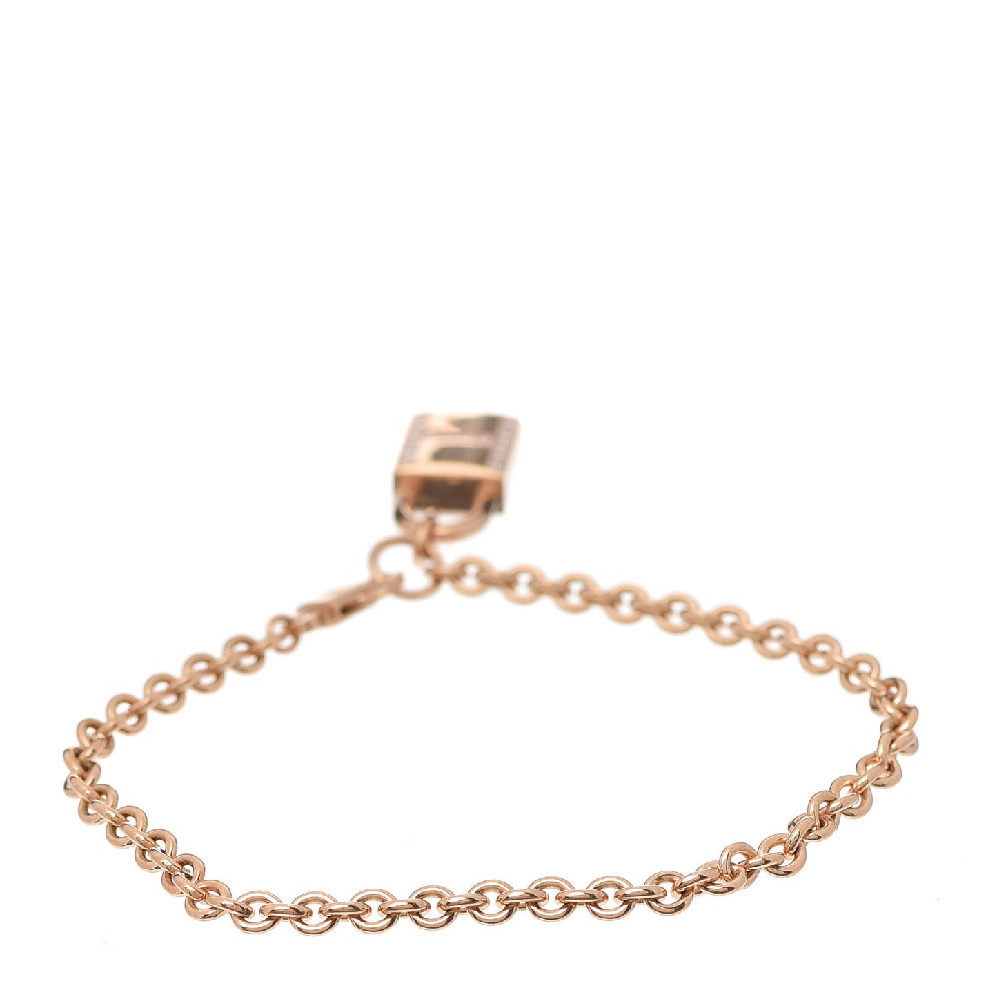 18K Rose Gold Diamond Amulettes Cadenas Bracelet SH
