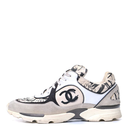 Chanel Suede Calfskin CC Sneakers 39 White Black 1 of 4