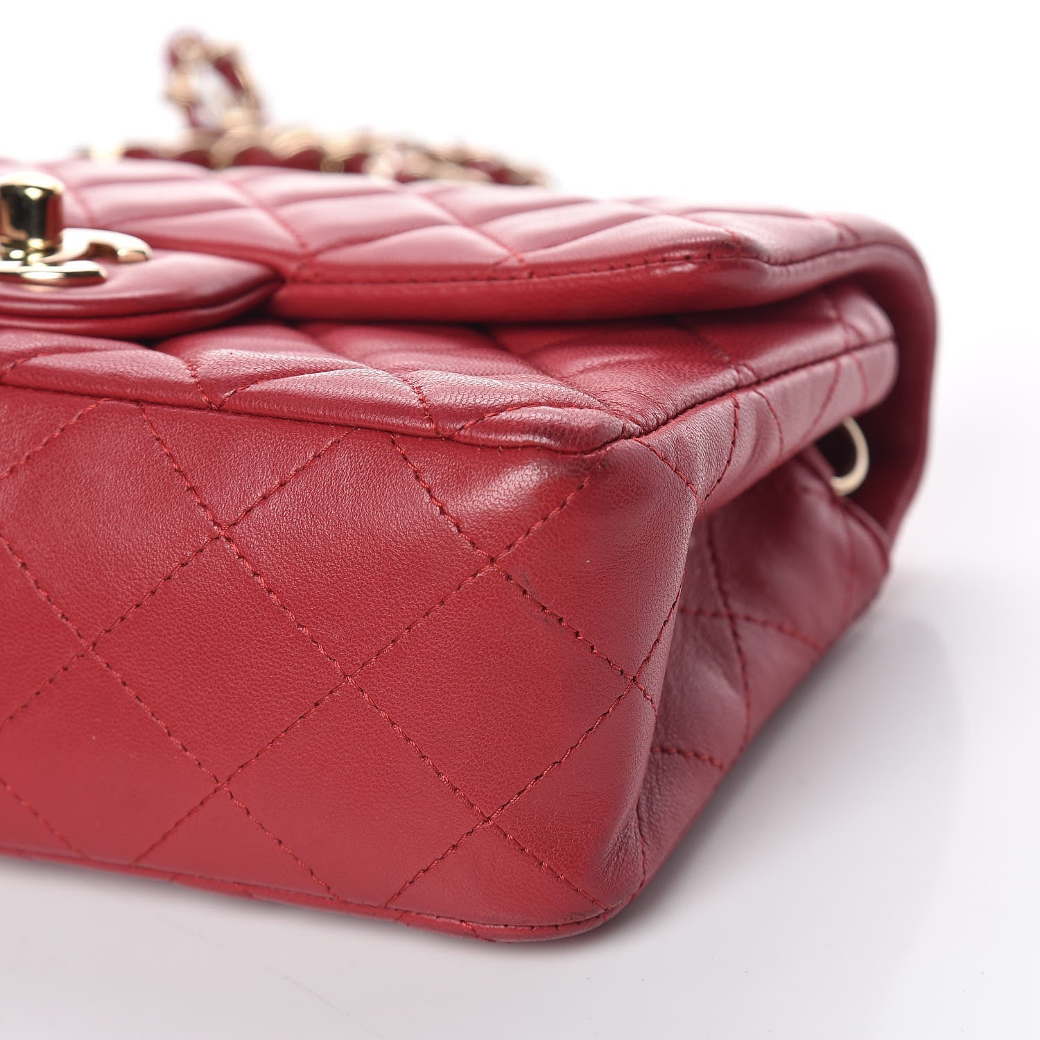 Chanel Lambskin Quilted Mini Rectangular Flap Red 9 of 17