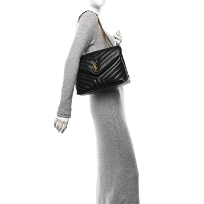 Saint Laurent Calfskin Y Quilted Monogram Medium Loulou Chain Satchel Black 2 of 10